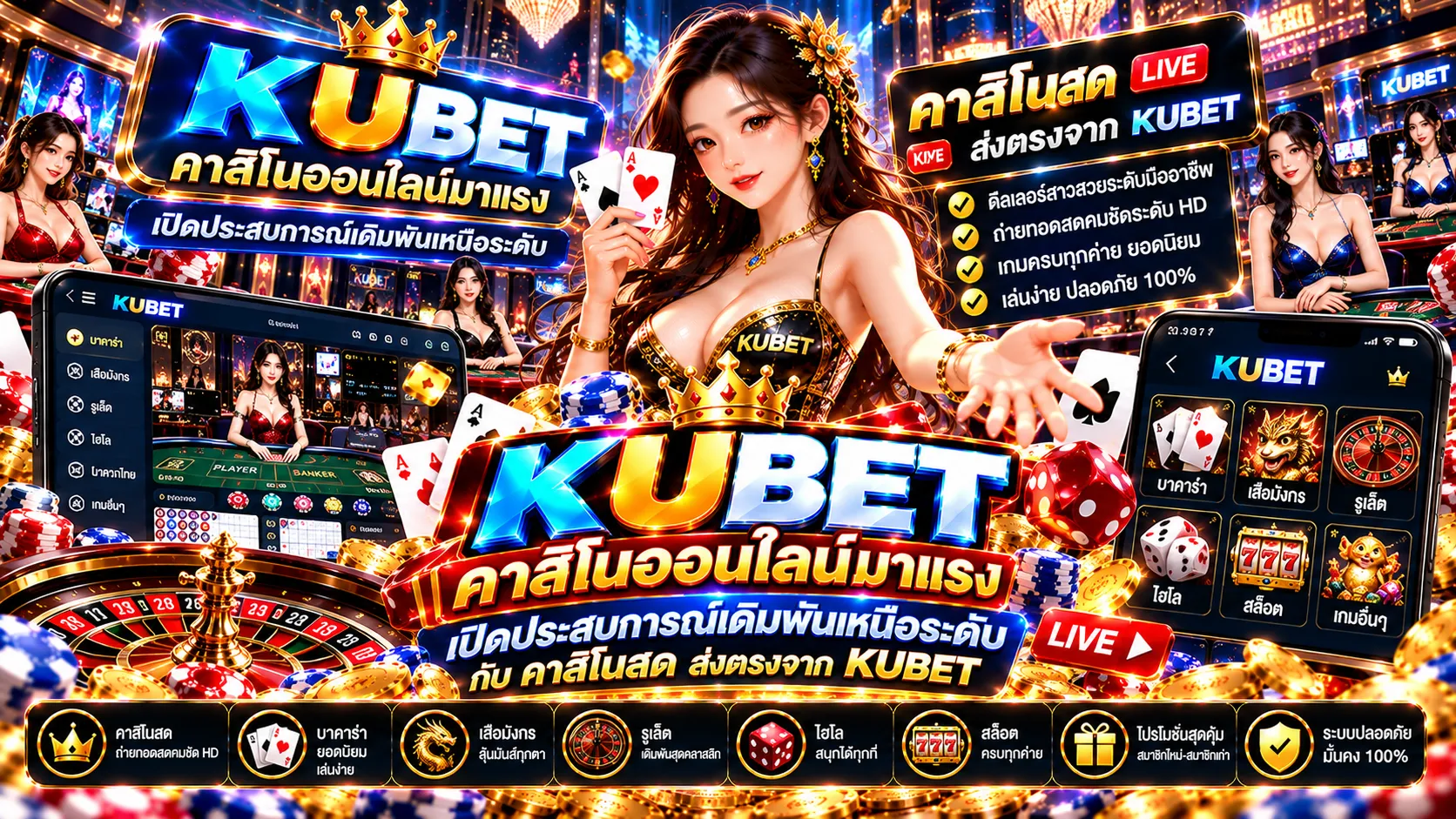 KUBET คาสิโนออนไลน์มาแรง เปิดประสบการณ์เดิมพันเหนือระดับกับ คาสิโนสด ส่งตรงจาก KUBET